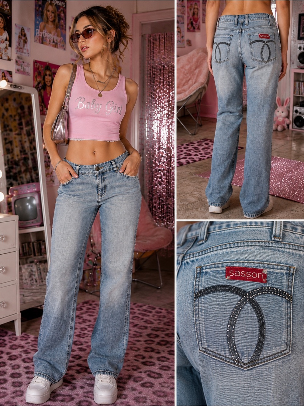 Vintage Y2K Sasson Ooh La La Hustle Straight Leg Jeans Size 12 Rare